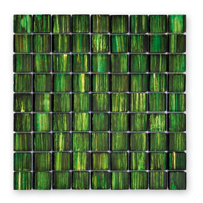 szklane mozaiki w odcieniach zieleni